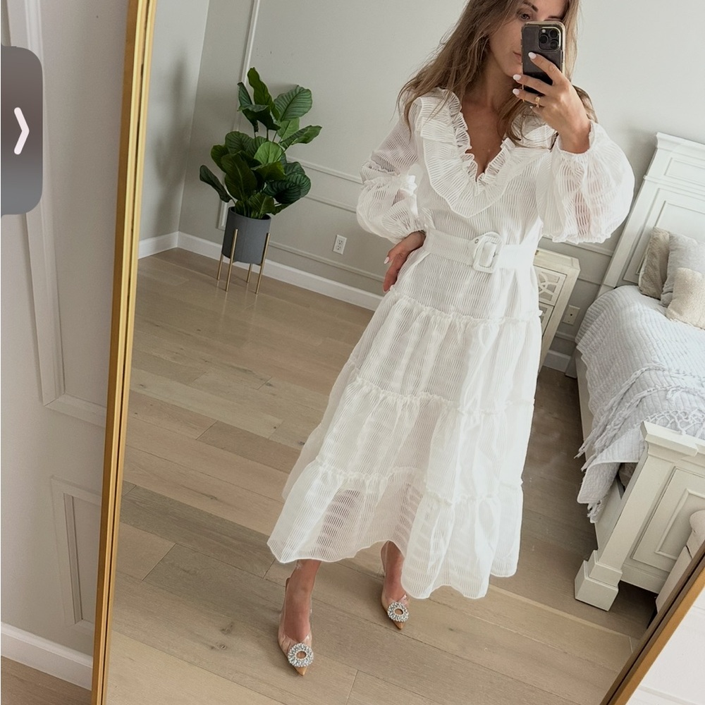Elegant White Ruffled Dress